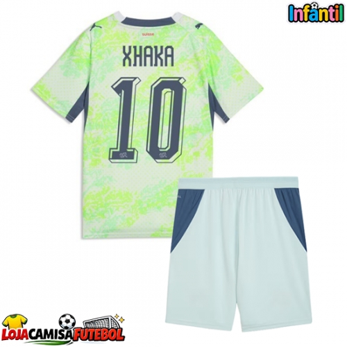Camisa de Futebol Suíça Granit Xhaka #10 Equipamento Secundário Infantil Mundo 2026 Manga Curta (+ Calças curtas)
